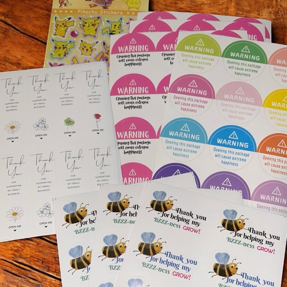 Business Sticker Bundle Thank You, Warning, Growth Stickers Bonus Pokemon Sheet! - Picture 1 of 11